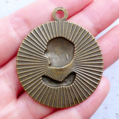 Large Rose Tag Charm | Big Flower Pendant | Floral Jewellery Making | Rose Necklace | Zakka Supplies | Keychain Charm | Planner Charm DIY (1 piece / Antique Bronze / 38mm x 45mm)