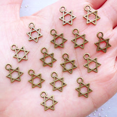 CLEARANCE Shield of David Charms | Small Magen David Pendant | Mini Star of David Drop | Little Hexagram Charms | Sexagram Charm | Sacred Geometry Jewelry | Jewish Charm | Judaism Charm | Symbol Charm (15 pcs / Antique Bronze / 9mm x 13mm / 2 Sided)