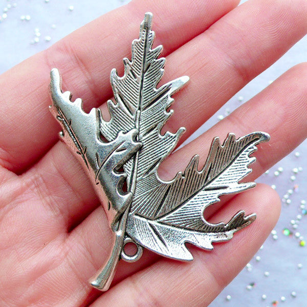 Large Maple Leaf Charm Huge Floral Pendant Falling Leaf