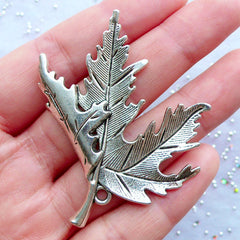 Large Maple Leaf Charm | Huge Floral Pendant | Falling Leaf Pendant | Nature Charm | Autumn Jewellery | Necklace Making | Earrings DIY (1 piece / Tibetan Silver / 46mm x 55mm)
