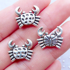 Crab Beads | Silver Marine Life Beads | Beach Jewellery | Sealife Bead | Sea Creature Beads | Ocean Bead | Animal Beads | Small Hole Bead | Embellishment Supplies (3 pcs / Tibetan Silver / 15mm x 13mm / 2 Sided)