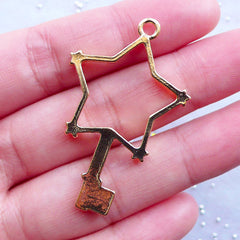 Star Key Open Bezel Pendant | Kawaii Open Bezel Charm | Blank Charm for UV Resin Jewellery | Magical Girl | Mahou Kei | Fairy Kei (1 piece / Gold / 28mm x 43mm)