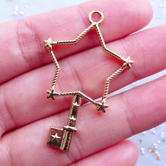Star Key Open Bezel Pendant | Kawaii Open Bezel Charm | Blank Charm for UV Resin Jewellery | Magical Girl | Mahou Kei | Fairy Kei (1 piece / Gold / 28mm x 43mm)