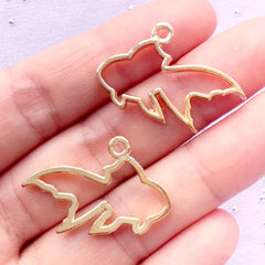 Goldfish Open Back Bezel Charm | Aquarium Fish Pendant | Deco Frame Charm for UV Resin Craft | Animal Jewelry | Kawaii Jewellery Supplies (2 pcs / Gold / 30mm x 19mm)