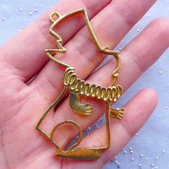 White Rabbit Open Back Bezel Charm for Resin Jewelry Making | Alice in Wonderland Charm | Deco Frame for UV Resin Craft | Resin Base | Kawaii Jewellery Supplies (1 piece / Gold / 37mm x 62mm)