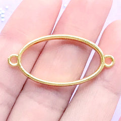 Oval Open Back Bezel Connector | Deco Frame Pendant for UV Resin Filling | Hollow Charm for Resin Crafts (1 piece / Gold / 17mm x 35mm / 2 Sided)