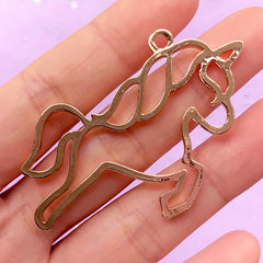 CLEARANCE Unicorn Open Bezel Pendant for UV Resin Crafts | Kawaii Resin Jewellery Findings | Magical Girl Jewelry Making | Mahou Kei Charm (1 piece / Gold / 43mm x 48mm / 2 Sided)