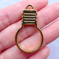 Light Bulb Open Bezel Pendant | Outlined Lightbulb Charm | Hollow Deco Frame for Resin Filling | Kawaii UV Resin Jewellery Supplies (1 piece / Gold / 23mm x 39mm / 2 Sided)