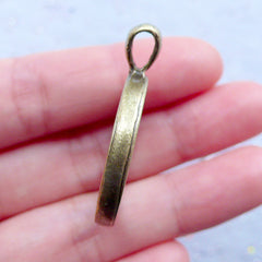 Round Open Bezel Charm | Outlined Circle Pendant | Hollow Geometric Frame for UV Resin Crafts | Resin Jewelry Supplies (Antique Bronze / 2pcs / 28mm x 36mm)