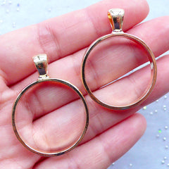 Round Open Backed Bezels | Outline Geometry Pendant | Circle Deco Frame for Resin Art | Resin Jewelry Making | Hollow Charm Supplies (Gold / 2pcs / 28mm x 36mm)