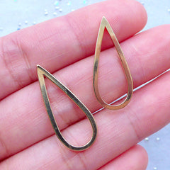 Teardrop Open Frame | Hollow Tear Drop Open Bezel for UV Resin Crafts | Everyday Jewelry Making (2 pcs / Gold / 11mm x 26mm)