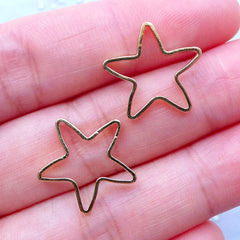 CLEARANCE Star Open Frame | Star Outline Deco Frame | Kawaii Open Back Bezel for UV Resin Crafts | Cute Jewellery DIY (2pcs / Gold / 16mm x 15mm)