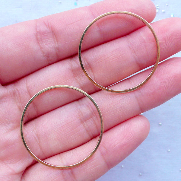 Circle Open Frame | Round Deco Frame | Ring Charm | Kawaii UV Resin Jewellery Making | Geometric Jewelry Findings (2pcs / Gold / 28mm)
