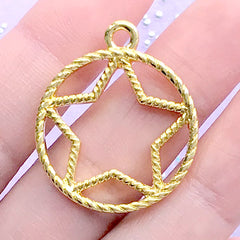 CLEARANCE Kawaii Star Open Bezel for UV Resin Jewellery Making | Magical Girl Charm | Mahou Kei Pendant | Deco Frame for Resin Art (1 piece / Gold / 25mm x 30mm)