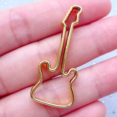 CLEARANCE Guitar Open Frame for UV Resin Jewelry Making | Musical Instrument Open Bezel | Music Deco Frame for Resin Filling (1 piece / Gold / 17mm x 40mm / 2 Sided)