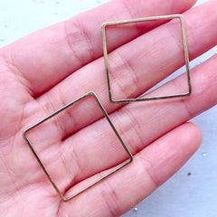 Square Frame for Geometric Jewellery Making | Open Deco Frame for Kawaii UV Resin Crafts (2 pcs / Gold / 25mm x 25mm)