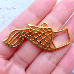 CLEARANCE Koinobori Open Bezel Charm | Carp Wind Sock Outline for UV Resin Filling | Carp Flag Pendant | Kawaii Craft Supplies (1 piece / Gold / 49mm x 20mm)