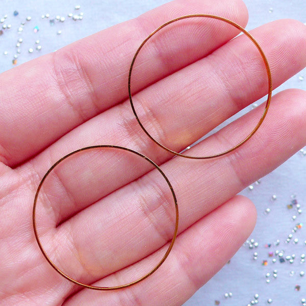 Circle Deco Frame | Round Open Frame | Ring Connector Charm | Kawaii UV Resin Art | Geometric Jewelry Supplies (2pcs / Gold / 30mm)
