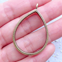 Teardrop Open Bezel Charm | Tear Drop Open Backed Bezel Pendant | Deco Frame for UV Resin Crafts | Epoxy Resin Art (1 piece / Antique Bronze / 28mm x 41mm)