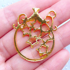 CLEARANCE Magical Wine Jug Open Bezel Charm | Magic Star Jar Pendant | Kawaii Deco Frame for UV Resin Filling (1 piece / Gold / 29mm x 35mm)