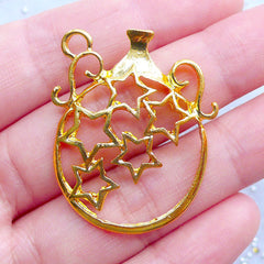 CLEARANCE Magical Wine Jug Open Bezel Charm | Magic Star Jar Pendant | Kawaii Deco Frame for UV Resin Filling (1 piece / Gold / 29mm x 35mm)