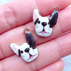 French Bulldog Charms | Cute Dog Charm | Kawaii Animal Pendant | Colorful Pet Jewellery Making (2 pcs / 16mm x 19mm)