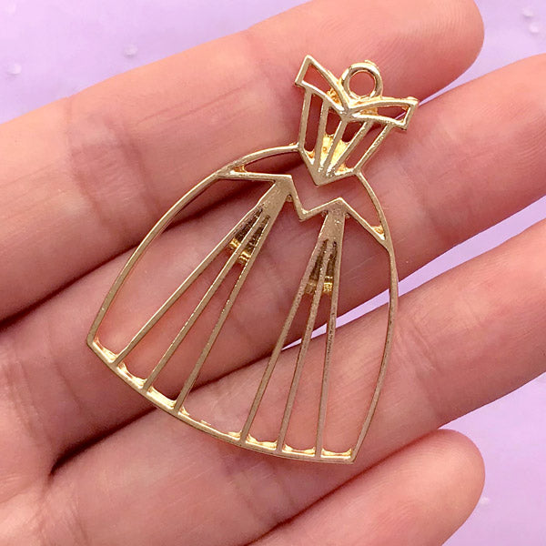 CLEARANCE Ball Gown Open Bezel | Prom Dress Charm | Evening Dress Pendant | Princess Jewelry DIY | Kawaii UV Resin Crafts (1 piece / Gold / 29mm x CLEARANCE Ball Gown Open Bezel | Prom Dress Charm | Evening Dress Pendant | Princess Jewelry DIY | Kawaii UV Resin Crafts (1 piece / Gold / 29mm x