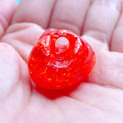 Crackle Heart Bead | Chunky Jelly Beads | Cracked Resin Beads | Kawaii Jewellery Making (2pcs / Red / 25mm x 21mm)
