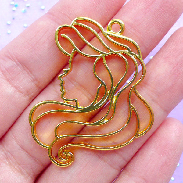 Princess Silhouette Open Back Bezel Charm for UV Resin Filling