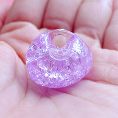 Cracked Heart Bead | Jelly Crackle Beads | Chunky Resin Beads | Kawaii Jewelry Making (2pcs / Purple / 25mm x 21mm)