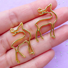 CLEARANCE Deer Open Backed Bezel | Forest Animal Charm | Small Deco Frame | Kawaii UV Resin Craft Supplies (2pcs / Gold / 21mm x 30mm)