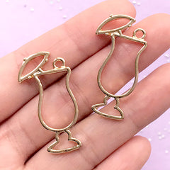 Summer Drink Open Bezel | Cocktail Glass Charm | Deco Frame for UV Resin Filling | Kawaii Craft Supplies (2pcs / Gold / 18mm x 35mm)