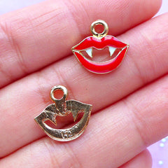 Vampire Teeth Enamel Charms | Creepy Jewellery Supplies | Gothic Charm | Halloween Party Decor (2pcs / 13mm x 13mm)