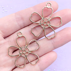 CLEARANCE Plum Blossom Open Bezel | Sakura Pendant | Floral Deco Frame for UV Resin Filling | Kawaii Resin Jewelry DIY (2 pcs / Gold / 32mm x 35mm)