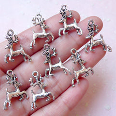 Reindeer Charm / Deer Charm (8pcs / 16mm x 21mm / Tibetan Silver / 2 Sided) Animal Christmas Jewelry Favor Charm Party Decoration CHM893