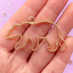 Polar Bear Open Bezel Charm | Animal Deco Frame for UV Resin Filling | Kawaii Resin Jewelry Supplies (1 piece / Gold / 49mm x 27mm)