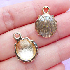 Enamel Scallop Shell Charms | Sea Shell Pendant | Seashell Charm | Beach Jewellery Making (2pcs / Brown / 13mm x 19mm)