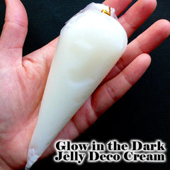 Glow in the Dark Deco Cream | Kawaii Whip Cream | Decoden Phone Case | Faux Whipped Cream Clay | Sweet Deco | Fake Food Craft (50g / Translucent White / FREE Pastry Bag)