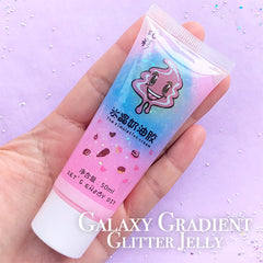 Kawaii Decoden Supplies | Galaxy Whip Case | Glittery Rainbow Jelly Deco Cream | Fake Whipped Cream (50ml / Translucent Light Pink)
