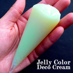 Jelly Deco Cream | Whip Cream Case | Decoden Whipped Cream | Kawaii Sweets Deco | Fake Food Craft (50g / Translucent Light Green / FREE Pastry Bag)