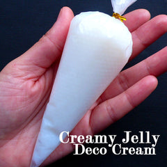 Creamy Whipped Cream | Jelly Whip Cream | Decoden Cream | Kawaii Cellphone Deco | Dollhouse Food Making | Faux Food Crafts (50g / White / FREE Pastry Bag)