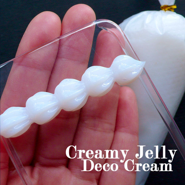 Creamy Whipped Cream | Jelly Whip Cream | Decoden Cream | Kawaii Cellphone Deco | Dollhouse Food Making | Faux Food Crafts (50g / White / FREE Pastry Bag)