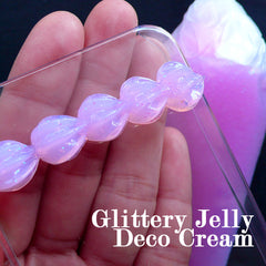 Jelly Deco Cream with Glitter | Glittery Phone Decoration | Pastel Fairy Kei Decoden Whip Cream | Kawaii Craft Supplies (50g / Light Purple)