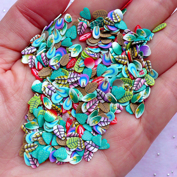 CLEARANCE Nail Art Supplies, Floral Polymer Clay Slices, Leaf Fimo C, MiniatureSweet, Kawaii Resin Crafts, Decoden Cabochons Supplies