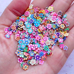 CLEARANCE Flower Polymer Clay Cane Slices | Floral Nail Art | Fimo Cane Supplies | Resin Cabochon DIY (250-300pcs by Random)