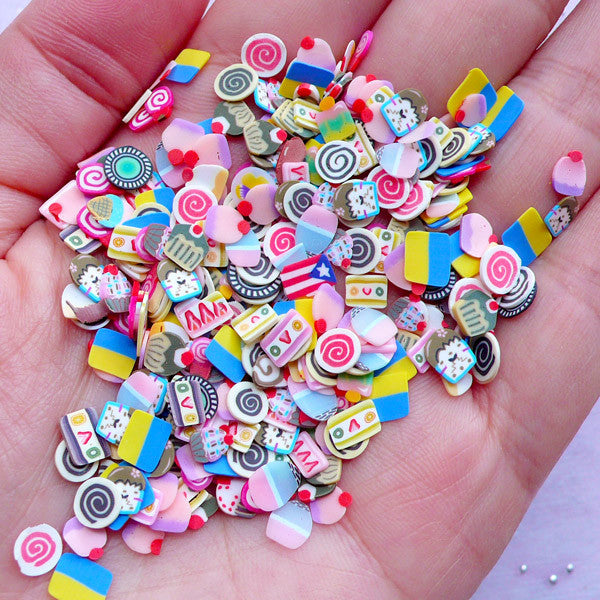 Miniature Sweets Fimo Clay Cane Slices, Dollhouse Food Polymer Clay C, MiniatureSweet, Kawaii Resin Crafts, Decoden Cabochons Supplies