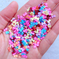 CLEARANCE Polymer Clay Bow Slices | Fimo Nail Art | Kawaii Fimo Cane Supplies | Filling Materials for Resin Crafts (250-300pcs by Random)