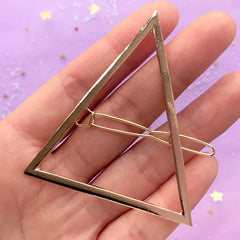 Large Triangle Open Back Bezel Hair Clip | Geometric Deco Frame | UV Resin Jewelry Supplies | Hair Accessories Supplies (1 piece / Gold / 56mm x 61mm)