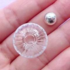 Fluted Glass Orb with Silver Cap | 20mm Glass Bubble Charm | Small Glass Globe | Glass Ball Pendant | Jewellery Findings (1 Set)