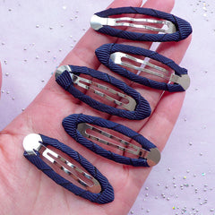CLEARANCE Hair Clasp Blanks | Toddler Snap Hair Clips | Kawaii Hair Accessories Findings (Navy Blue / 5 pcs / 17mm x 49mm)